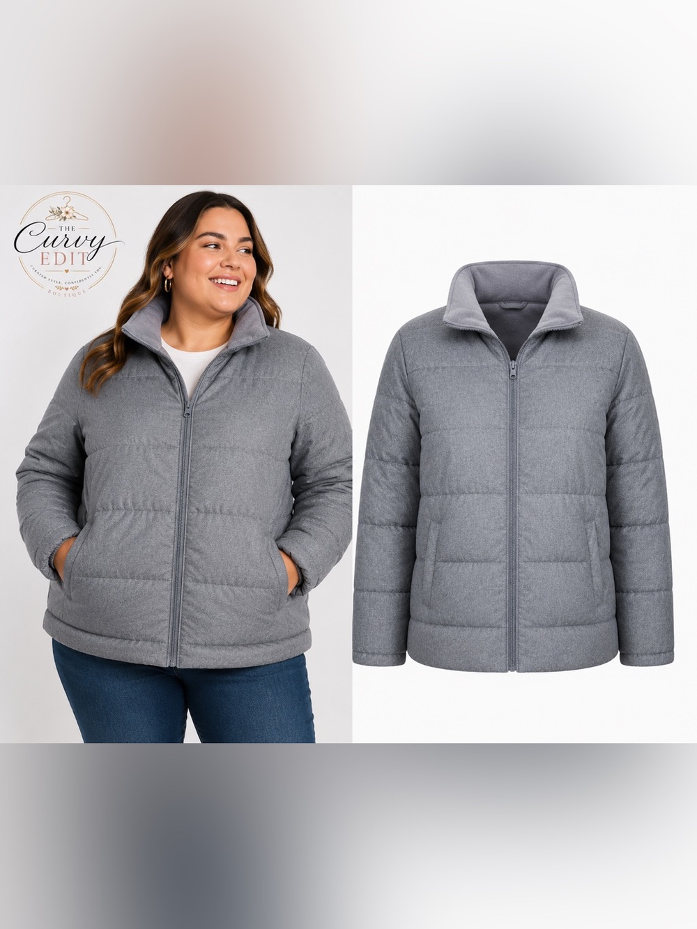Old Navy Gray Quilted Puffer Jacket XL | Cozy Classic Winter Coat | Full Zip